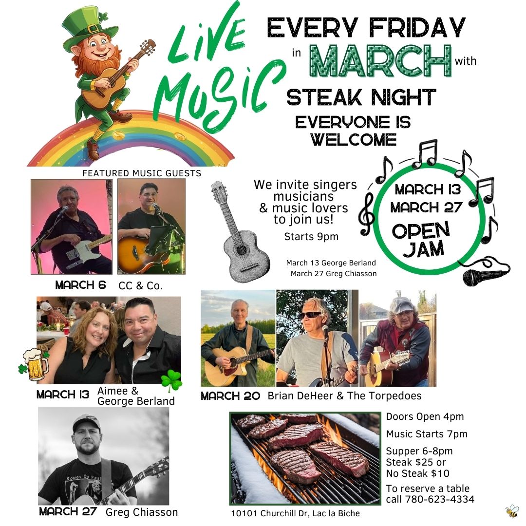 Legion March 2026 Steak Night and Live Music Fridays.