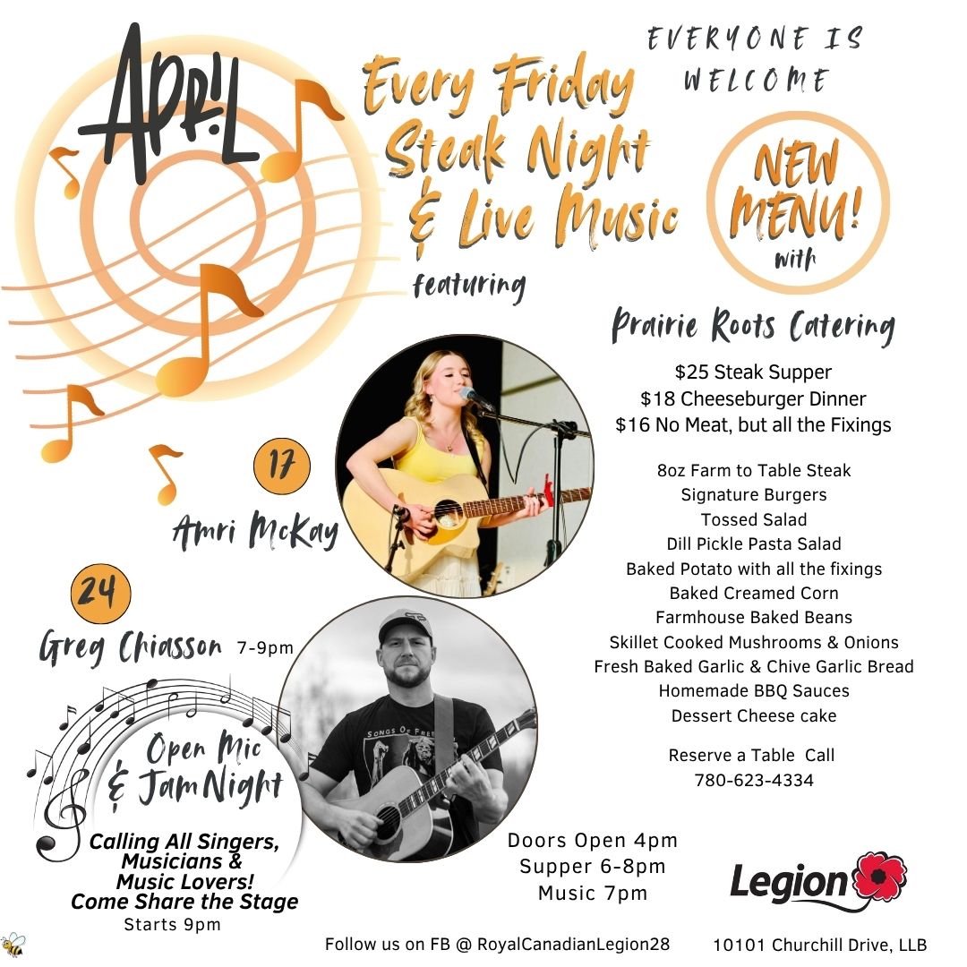 Legion April 2026 Steak and Music Fridays New Menu.