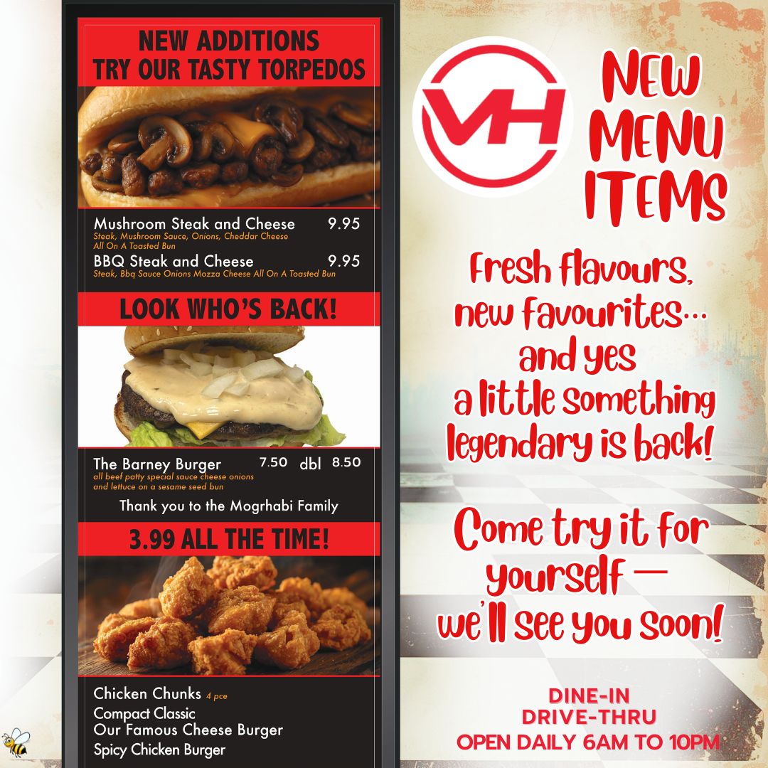 VH New Menu Items launch today, April 1st.