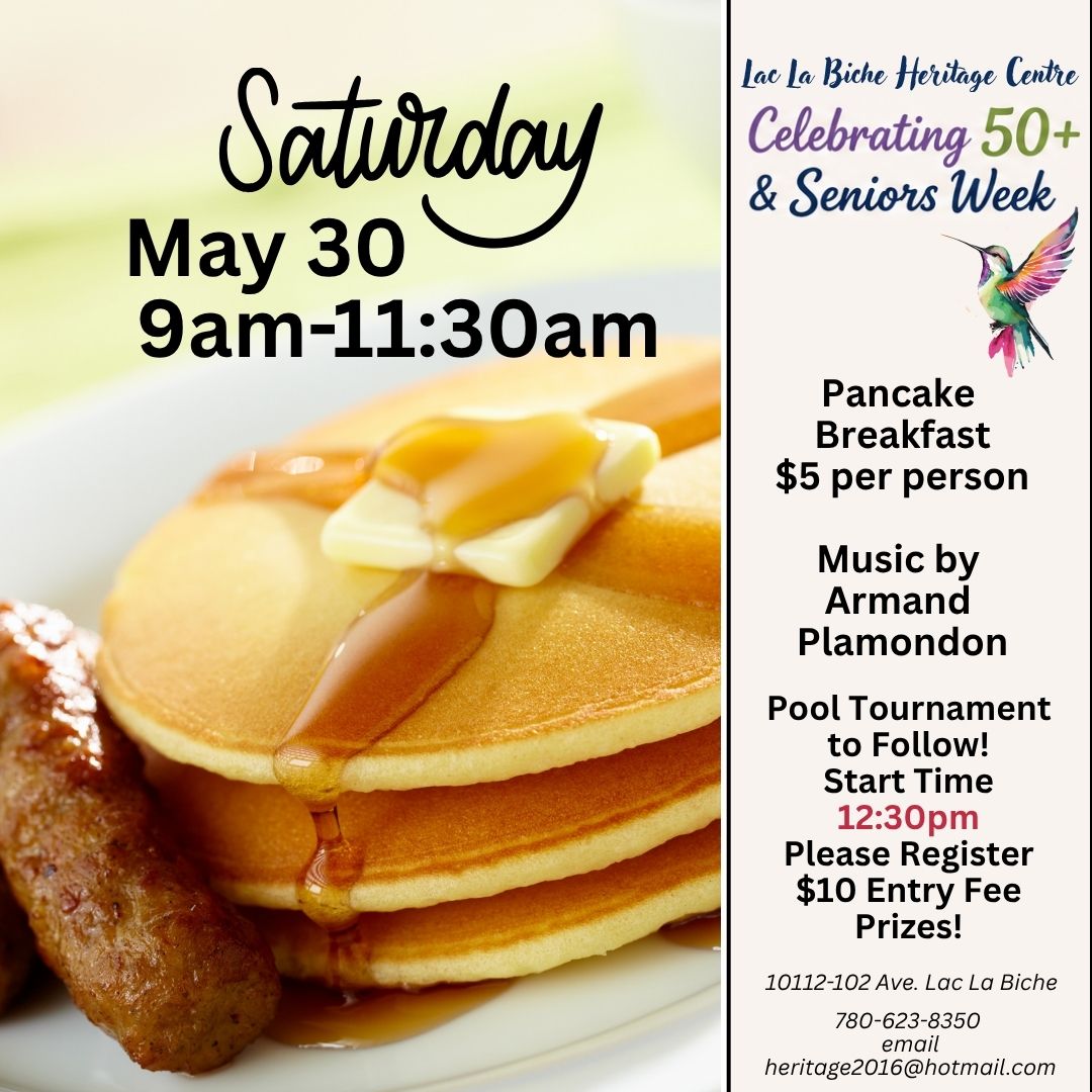 50 Plus Seniors Week May 25 to June 6, 2026 Pancakes May 30, 26.