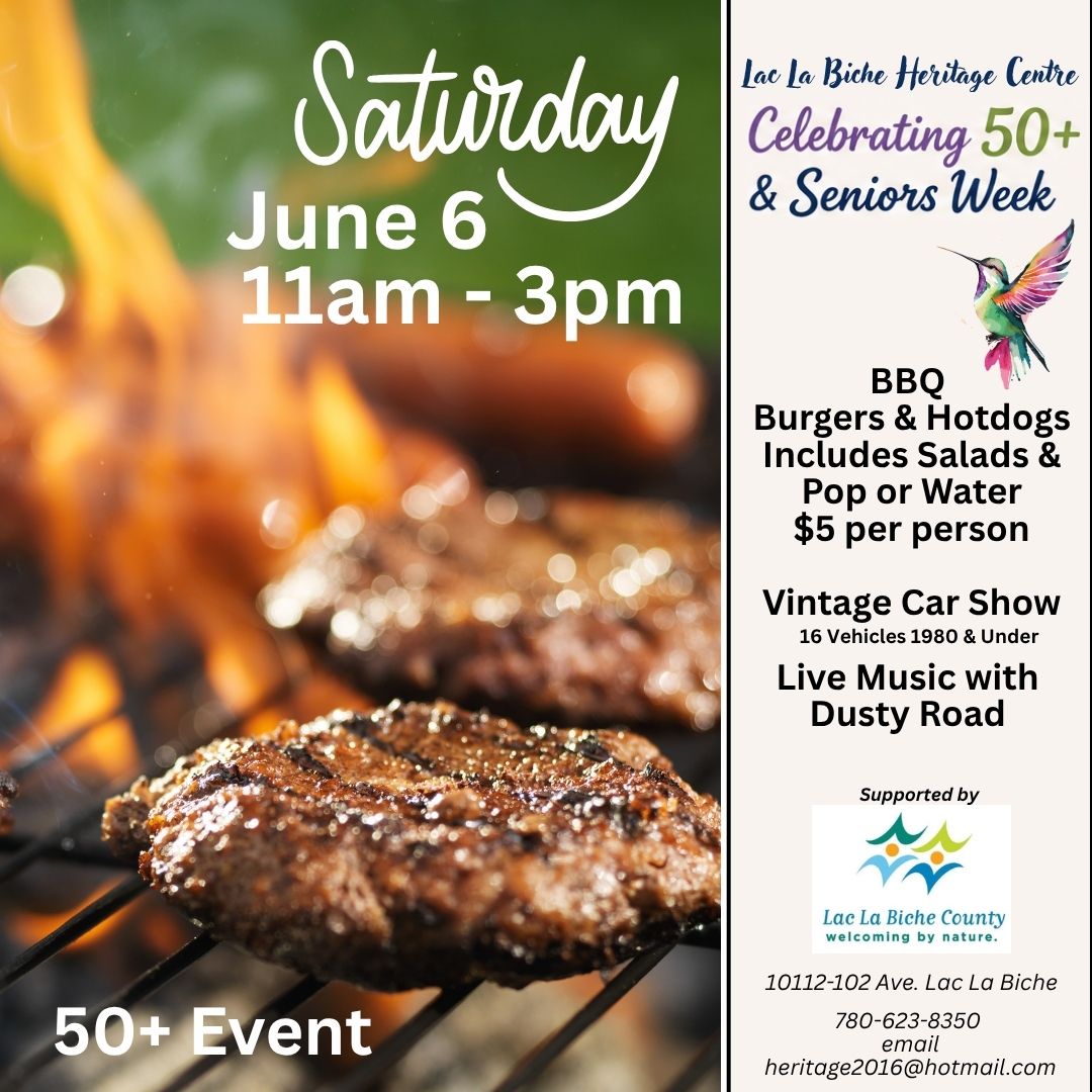 50 Plus Seniors Week May 25 to June 6, 2026 BBQ and Vintage Car Show June 6,26.