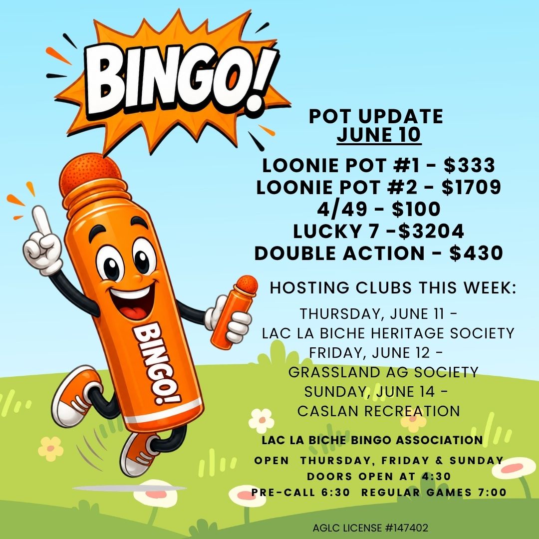 Bingo Pots Lac La Biche for the week of June 10, 2026.