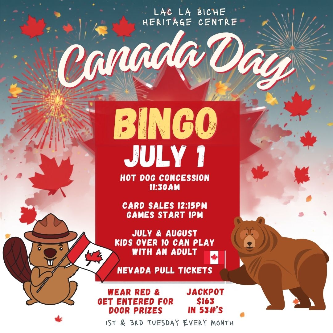 Heritage Centre Bingo July 1, 2026.