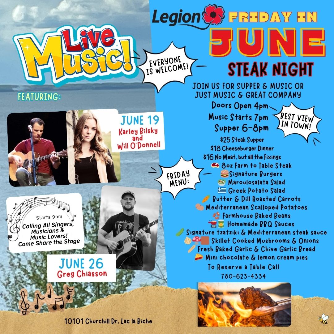 Legion Steak Night and Live Music June 10, 2026.