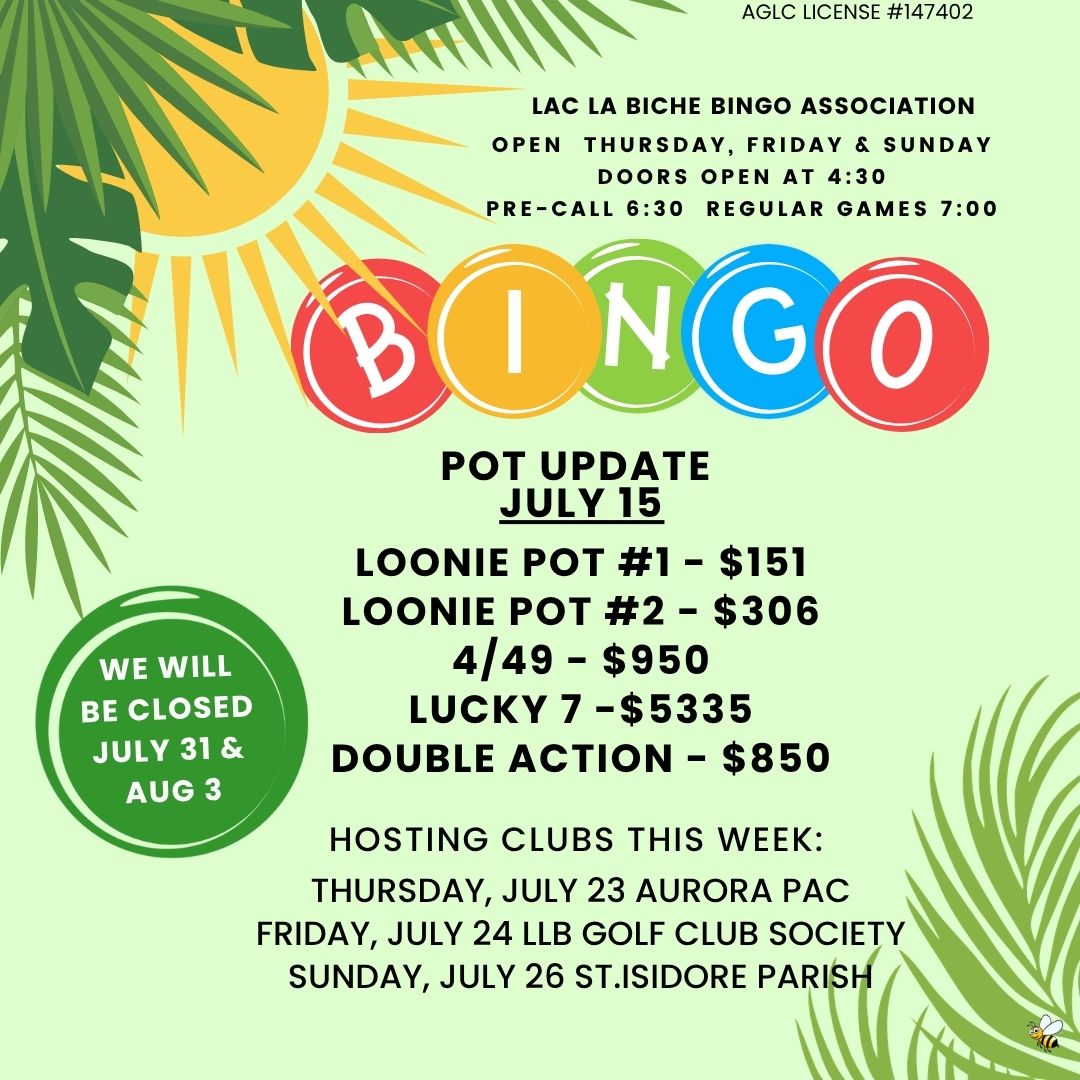 Bingo Pot Updates for July 22, 2026.