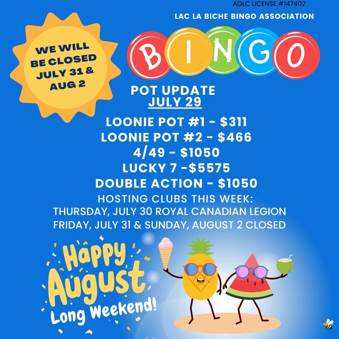 Bingo Pot Update for July 29, 2026.