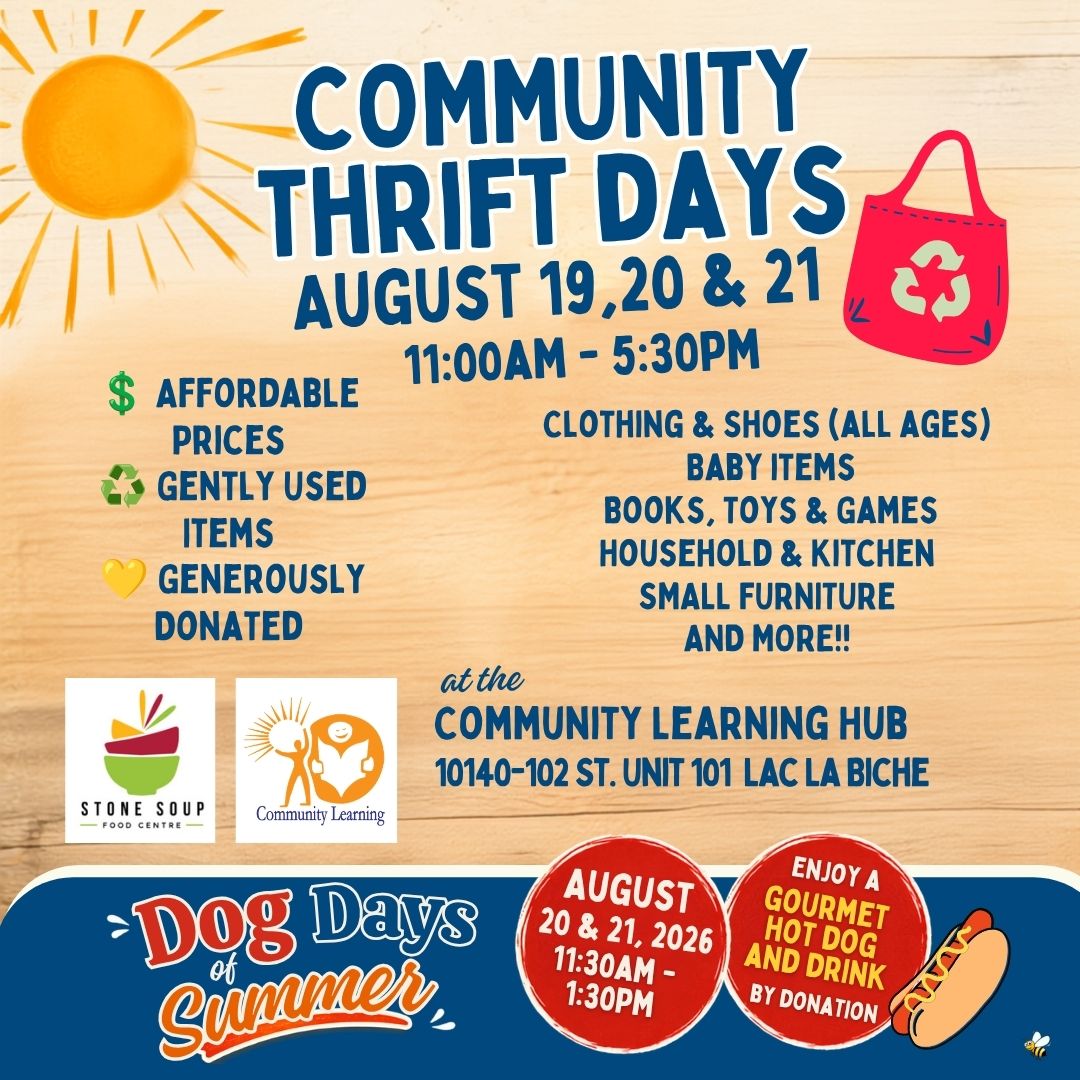 Community Learning Community Thrift Days Aug 19,20,21, 2026.