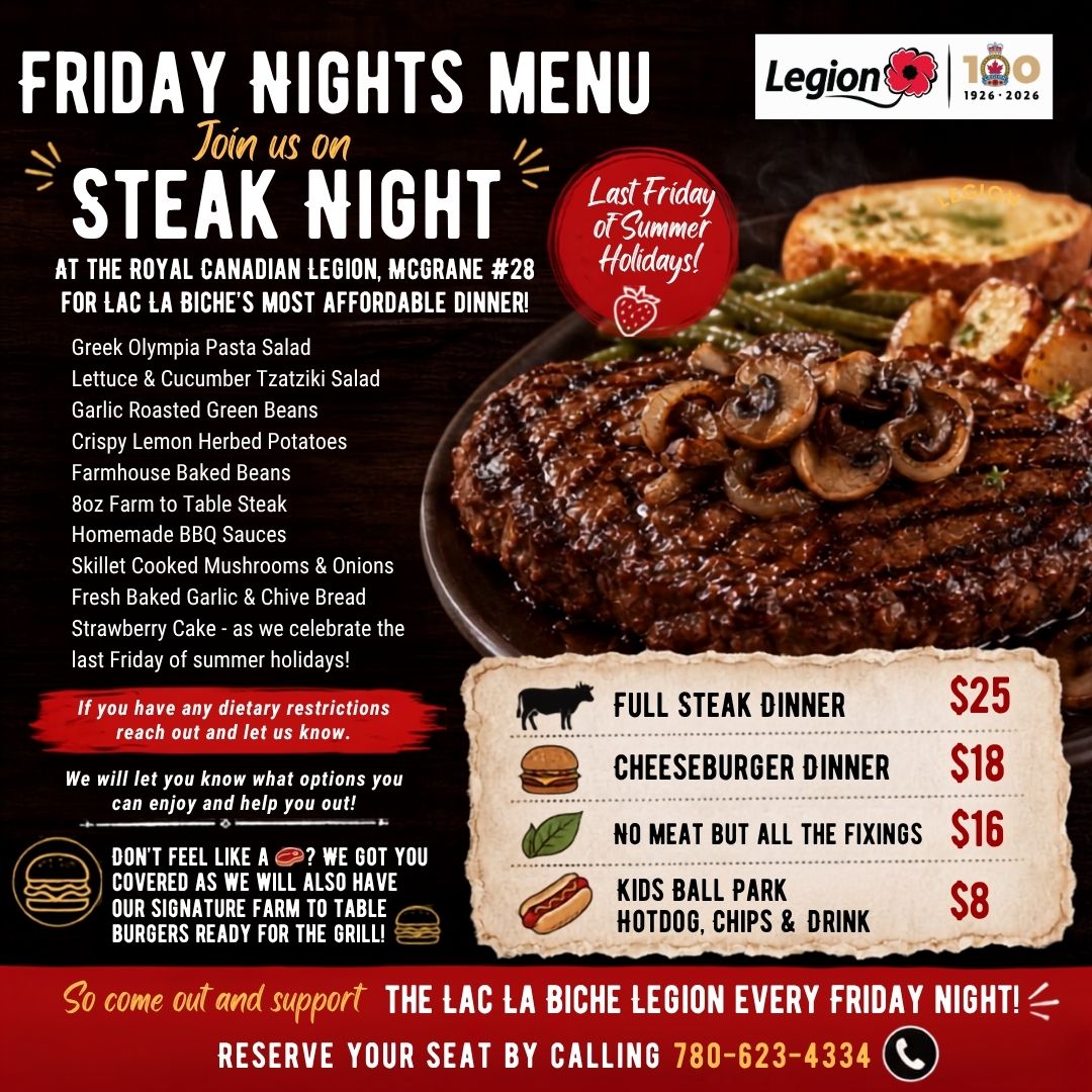 Legion Steak Night August 28, 2026.