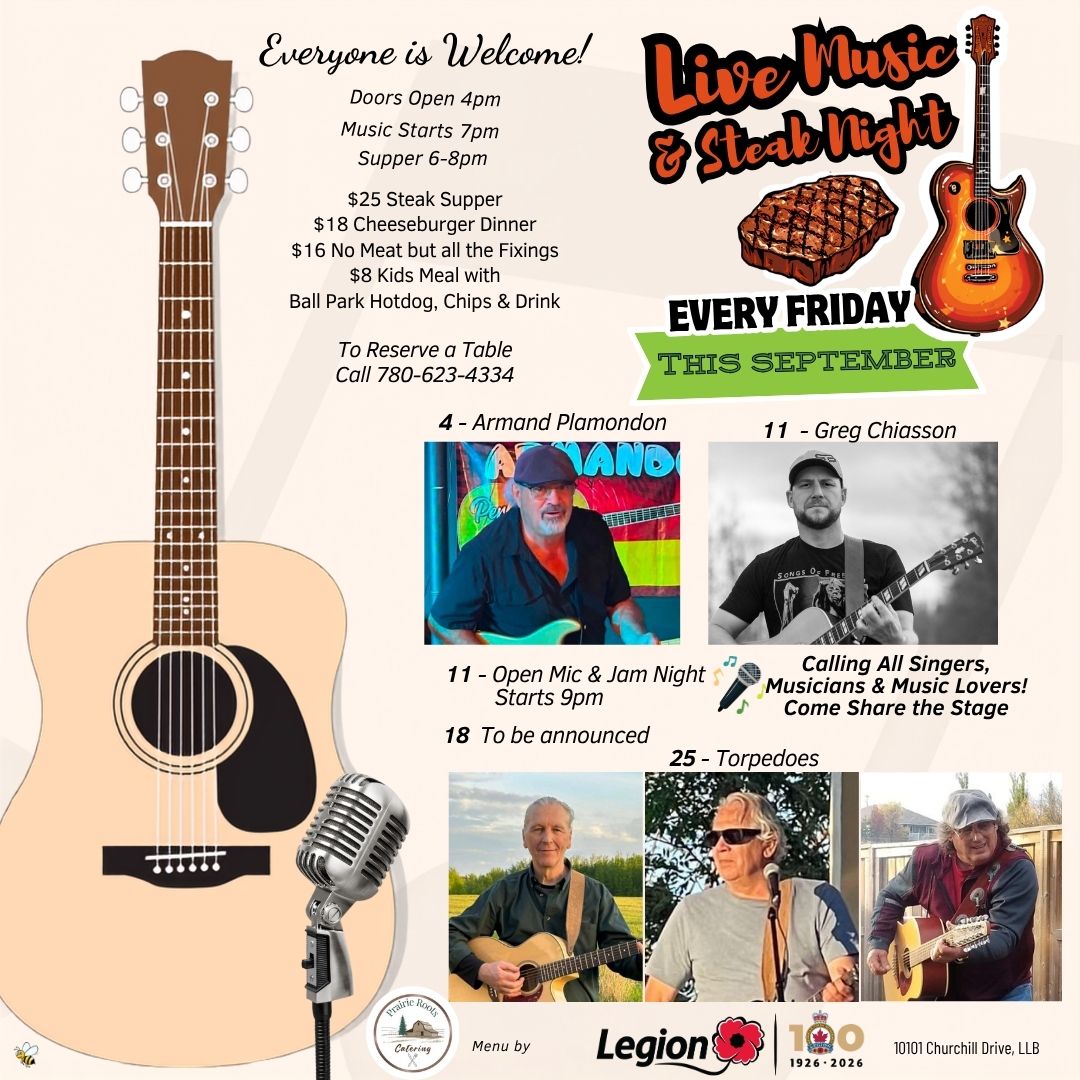 Legion Steak Night and Live Music September 2026.