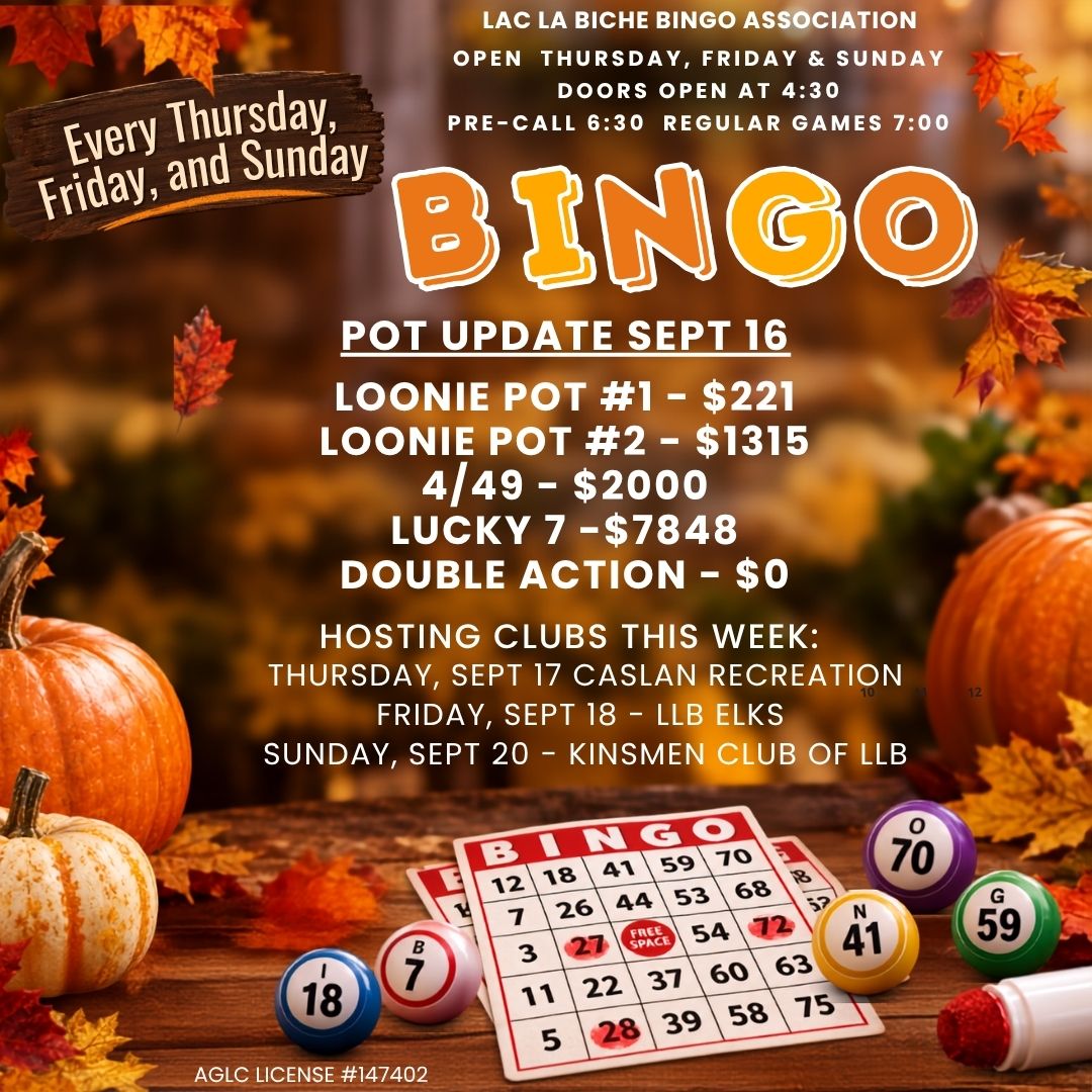 Bingo Pot Updates for Sept 16, 2026.