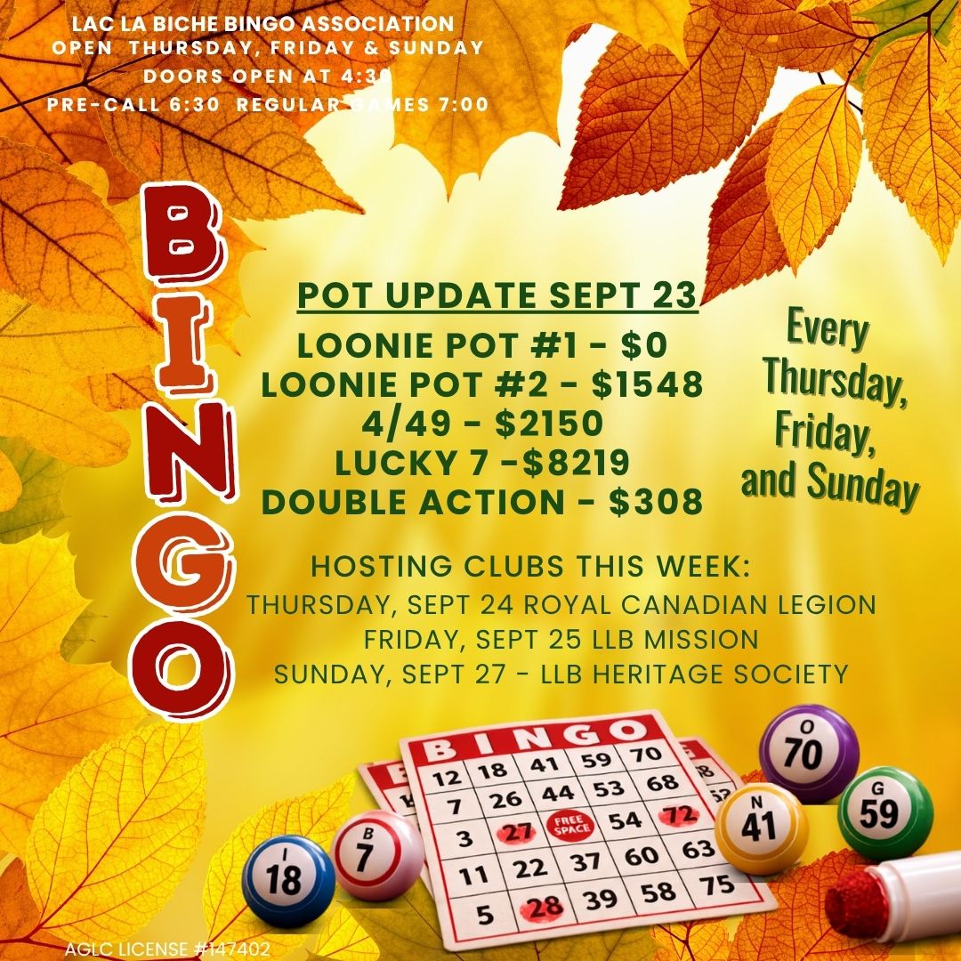 Bingo Pot Updates for Sept 23, 2026.