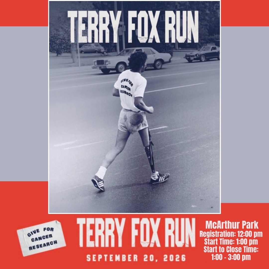 Terry Fox Run Sept 20, 2026.