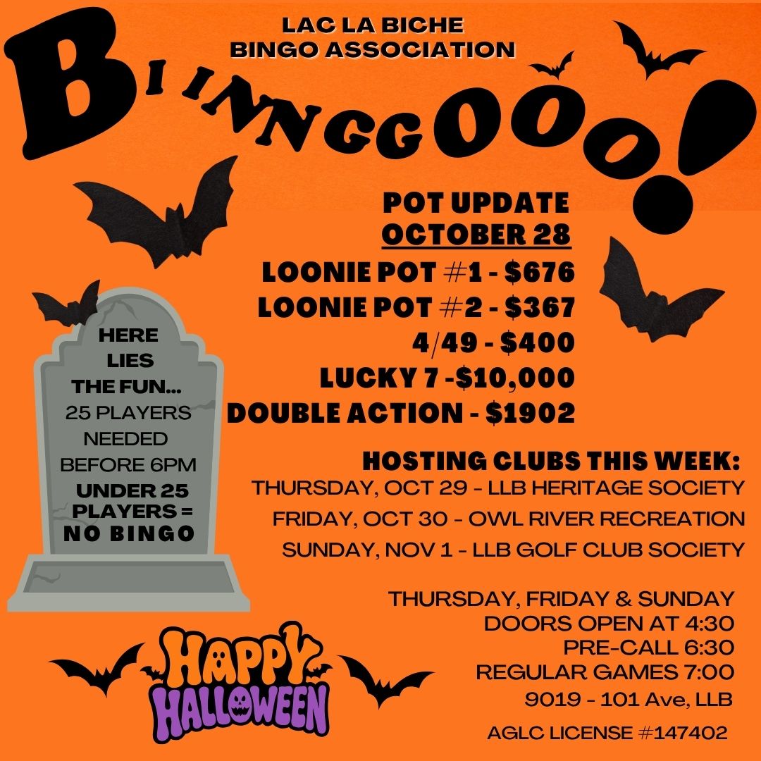 Bingo Pot Updates for Oct 30, 2026.