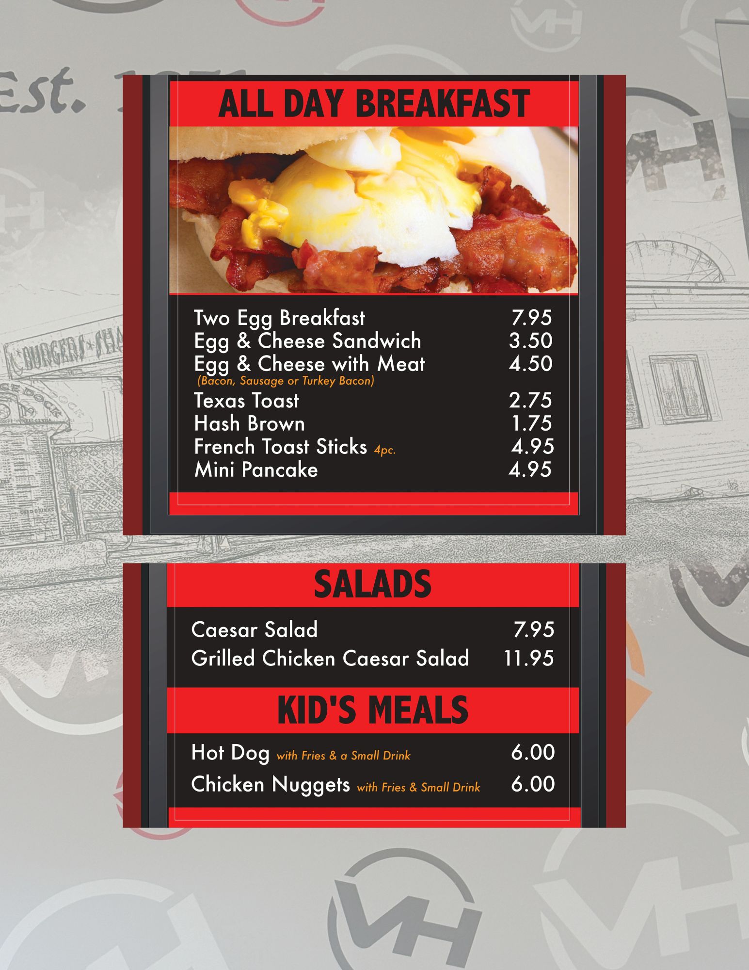 Breakfast, Salads & Kids