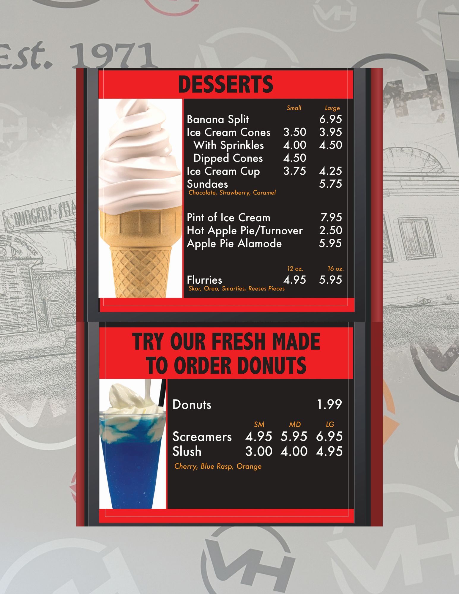 Desserts, Slushies & Screamers