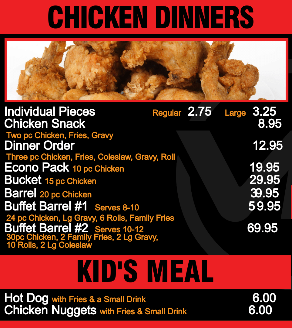 V&H Chicken Dinner & Kids Meals